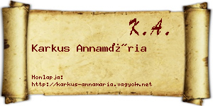 Karkus Annamária névjegykártya