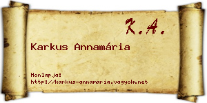Karkus Annamária névjegykártya